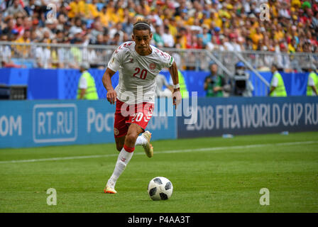 Samara Arena, Samara, Russland. 21 Juni, 2018. FIFA Fußball-WM, Gruppe C in Dänemark und Australien; Yussuf Yurary Poulsen Dänemark Credit: Aktion plus Sport/Alamy leben Nachrichten Stockfoto