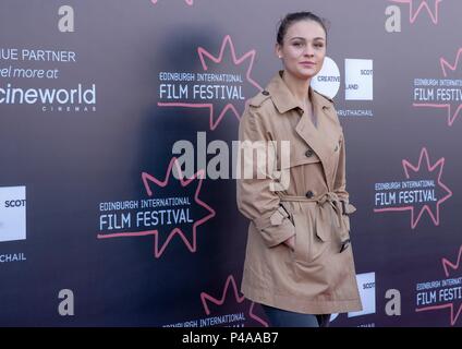 Edinburgh, Großbritannien. Juni 2018 21. Richter photocall in Edinburgh International Film Festival im Bild: Outlander star Sophie Skelton Credit: Rich Dyson/Alamy leben Nachrichten Stockfoto