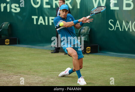Halle, Deutschland. 21 Juni, 2018. Tennis, ATP-Tour, Singles, Männer, Runde 16: Borna Coric aus Kroatien in Aktion gegen Basilashvili von Georgia. Credit: Friso Gentsch/dpa/Alamy leben Nachrichten Stockfoto