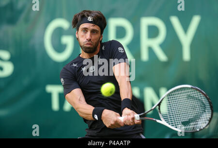 Halle, Deutschland. 21 Juni, 2018. Tennis, ATP-Tour, Singles, Männer, Runde 16: nikoloz Basilashvili Georgiens in Aktion erneut Coric aus Kroatien. Credit: Friso Gentsch/dpa/Alamy leben Nachrichten Stockfoto