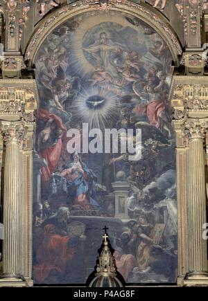 LA ANUNCIACION - las mejores DEL RETABLO MAYOR - SIGLO XVII. Autor: Claudio Coello (1642-1693). Lage: CONVENTO DE SAN PLACIDO, MADRID, SPANIEN. Stockfoto