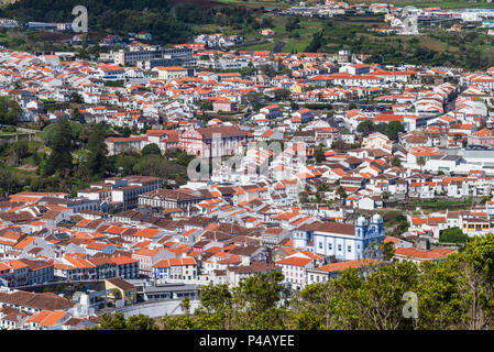 Portugal, Azoren, auf der Insel Terceira, Angra do Heroismo, erhöhte Blick vom Monte Brasil Stockfoto