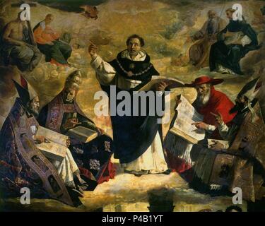 Spanish School. Apotheose des hl. Thomas von Aquin (deail). Apoteosis de Santo Tomas de Aquino. 1631. Öl auf Leinwand (480 x 379). Sevilla, Museum der Schönen Künste. Autor: Francisco de Zurbaran (C. 1598-1664). Lage: das Museo DE BELLAS ARTES - CONVENTO DE LA MERCED CALZAD, Sevilla, Sevilla, Spanien. Stockfoto