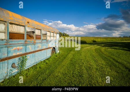 USA, New York, Finger Lakes Region, Trumansburg, antiken Bus Stockfoto