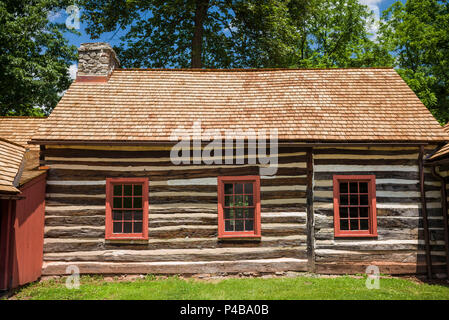 USA, Pennsylvania, Birdsboro, Daniel Boone Homestead, Holzhütte Stockfoto