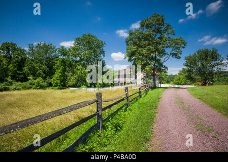USA, Pennsylvania, Birdsboro, Daniel Boone Homestead, ehemaliges Haus des 18. und 19. Jahrhundert amerikanischer Frontiersman, Daniel Boone Stockfoto