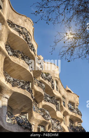 Stadt Barcelona, Gaudi, Architekt, Mila Haus (La Pedrera), Spanien Stockfoto