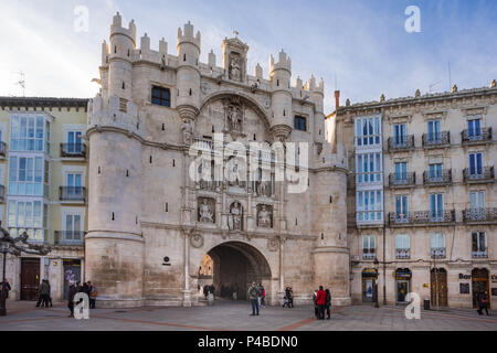 Spanien Burgos Burgos, Stadt, Stadt, Tor der Santa Maria Stockfoto