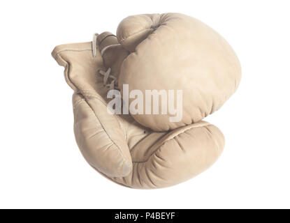 Weiss Boxhandschuhe auf weißem Hintergrund Stockfoto