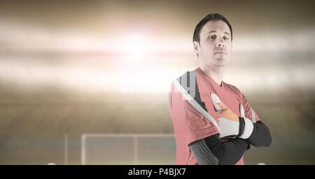 Fußball-Torwart und fernes Ziel Stockfoto