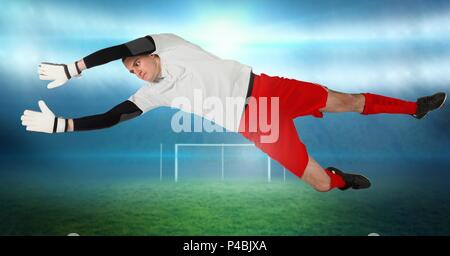 Fußball-Torwart in der Nähe von Ziel speichern Stockfoto