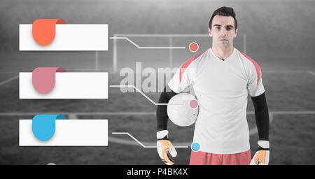 Leere Infografik Panels und Fußball-Torwart Stockfoto