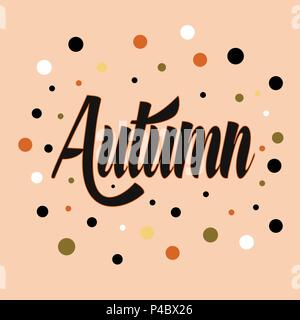 Element des Designs, das Wort Herbst mit bunten Kreisen Stock Vektor
