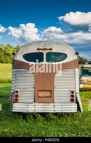 USA, New York, Finger Lakes Region, Trumansburg, antiken Bus Stockfoto