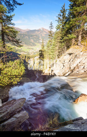 Krimml, Krimmler Wasserfälle, Wasserfall Oberstufe, Pinzgau, Salzburg, Österreich Stockfoto