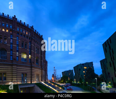 Wien, Gasometer City, Gaswerk Simmering gas arbeitet, 11. Simmering, Wien, Österreich Stockfoto