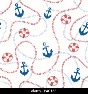 Nautische nahtlose Muster Stock Vektor