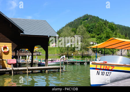 Lunz am See, Lunzer See, Boot Haus, Miete der Boote, der Region Mostviertel, Niederösterreich, Österreich Stockfoto