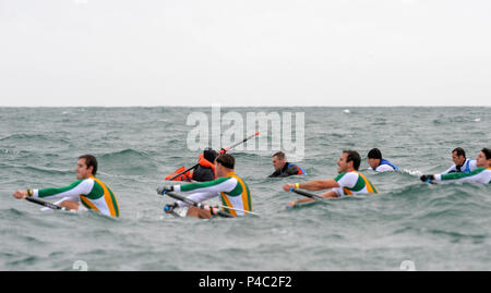 Plymouth, Großbritannien, 2009, 'Coastal Rudern Meisterschaften', 'zwei Coxed Vier, 4 X+, racing, am Meer, Offshore, © Peter SPURRIER, Stockfoto