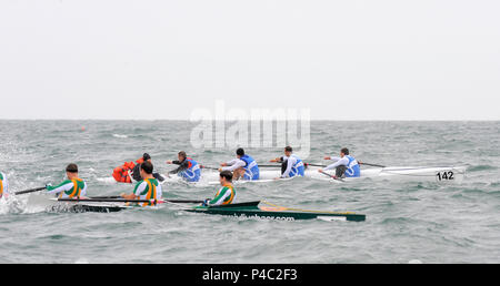 Plymouth, Großbritannien, 2009, 'Coastal Rudern Meisterschaften', 'zwei Coxed Vier, 4 X+, racing, am Meer, Offshore, © Peter SPURRIER, Stockfoto