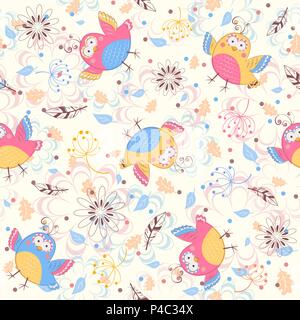 Cartoon Vögel Muster Stock Vektor