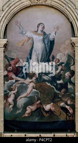 ASUNCION DE LA VIRGEN DE EL ALTAR BÜRGERMEISTER - SIGLO XVII-O/L - 451 x 252 - BARROCO ESPAÑOL. Autor: Alonso Cano (1601-1667). Lage: CATEDRAL - Museo Diocesano, Granada, Spanien. Stockfoto