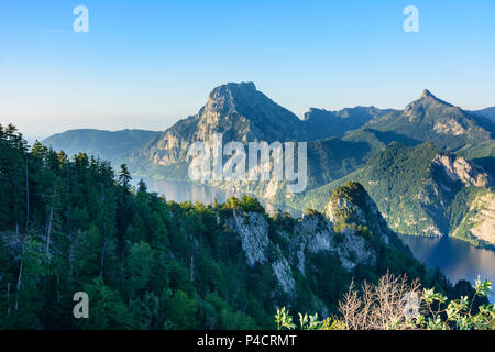 Traunkirchen, Traunsee, Berg Traunstein vom Berg Großer Sonnstein, Salzkammergut, Oberösterreich, Österreich Stockfoto