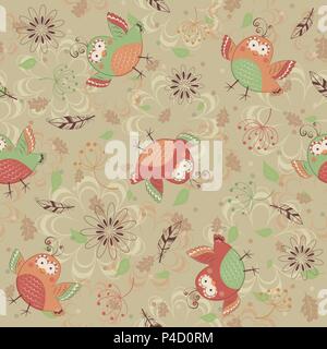 Cartoon Vögel Muster Stock Vektor