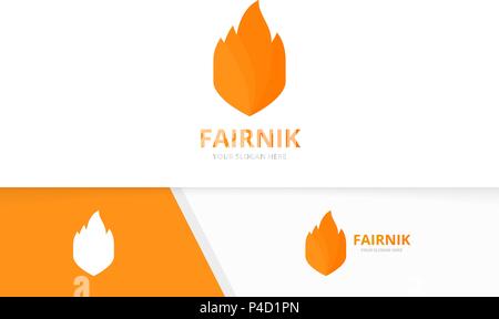 Vektor Feuer und Shield Logo Kombination. Flamme und Sicherheit Symbol oder Icon. Einzigartige Fackel und Guard Logo Design Template. Stock Vektor