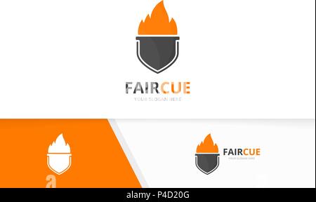 Vektor bbq und Shield Logo Kombination. Grill und Sicherheit Symbol oder Icon. Einzigartige Grill und Guard Logo Design Template. Stock Vektor