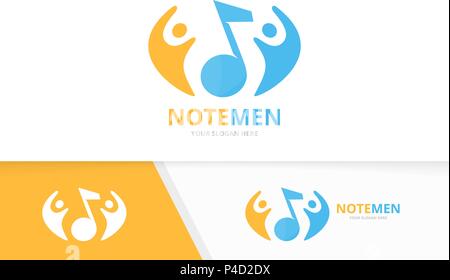 Vektor Hinweis und Leute logo Kombination. Musik und Familie Symbol oder Icon. Einzigartige Sound und Team Logo Design Template. Stock Vektor