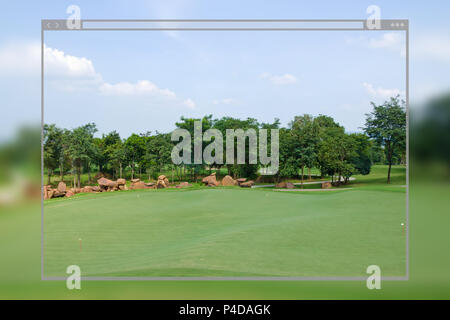Webseite Design Konzept, Golfplatz Hintergrund. Stockfoto