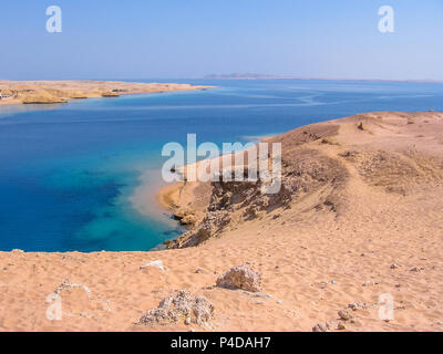 Luftbild des Ras Mohammed National Park mit seiner klaren und transparenten Wassern und seine berühmten Reef, Sharm el Sheik, Halbinsel Sinai, Ägypten. Stockfoto