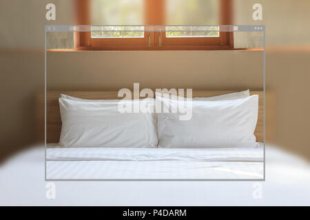 Webseite Design Konzept, vintage Schlafzimmer Innenraum Hintergrund. Stockfoto