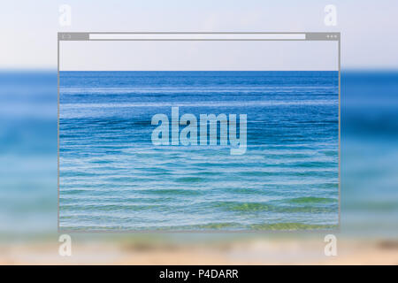 Webseite Design Konzept, blaues Meer Hintergrund. Stockfoto