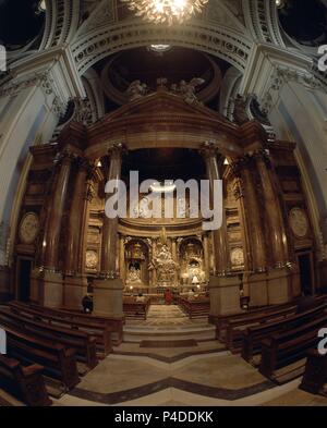 SANTA CAPILLA DE NUESTRA SEÑORA DEL PILAR - Siglo XVIII - BARROCO CLASICISTA. Thema: Ventura Rodríguez (1717-1785). Lage: Basilica del Pilar, Saragossa, Saragossa Zaragoza, Spanien. Stockfoto