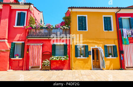 Bunte Häuser in Burano, Venedig, Italien Stockfoto