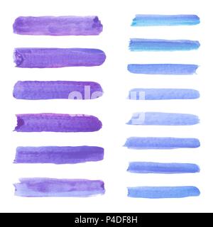 Satz von Aquarell Pastell violett Bürsten streichen Stock Vektor