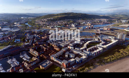 Swansea City, Fluss Tawe, kilvey Hill Stockfoto