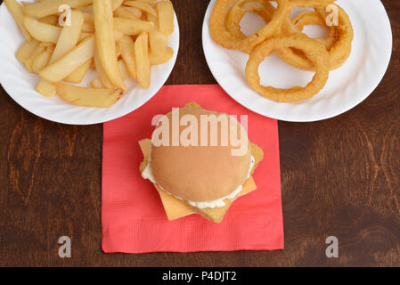 Ansicht von oben Filet fisch Sandwich Stockfoto
