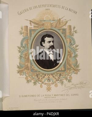 GALERIA DE REPRESENTANTES DE LA NACIÓN 1869 - DON GUMERSINDO DE LA ROSA Y MARTINEZ DEL CORRO-DIPUTADO POR CADIZ. Lage: CONGRESO DE LOS DIPUTADOS - BIBLIOTECA, MADRID, SPANIEN. Stockfoto