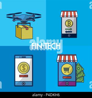Financial Technology square Frames Stock Vektor