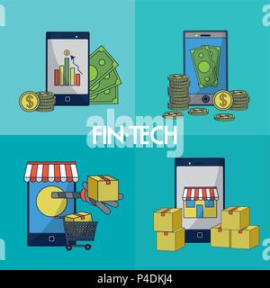 Financial Technology square Frames Stock Vektor