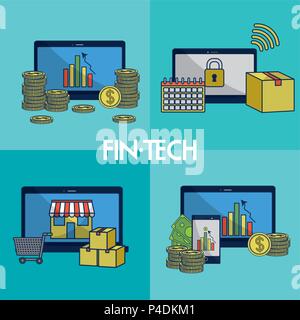 Financial Technology square Frames Stock Vektor