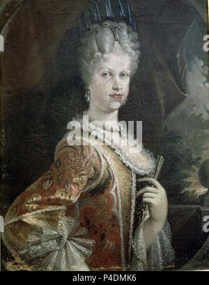 RETRATO DE MARIA LUISA GABRIELA DE SABOYA - Siglo XVIII. Autor: Miguel Jacinto Meléndez (1679-1734). Lage: BASILICA DE NUESTRA SEÑORA DE LA ENCINA, Ponferrada, Leon, Spanien. Stockfoto