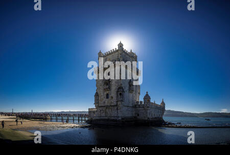 Europa, Portugal, Lissabon, Belem, Torre, Turm, Torre de Belem. Stockfoto