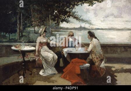 CONVERSACION EN VENECIA-OLEO LIENZO, 52,7 x 79,5 cm. Thema: Eugenio Lucas Villaamil (1858-1918). Lage: DAS MUSEO NACIONAL DE BELLAS ARTES, La Habana, Kuba. Stockfoto