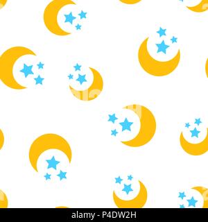 Nächtliche Mond und Sterne icon nahtlose Muster Hintergrund. Geschäftskonzept Vector Illustration. Lunar Nacht symbol Muster. Stock Vektor