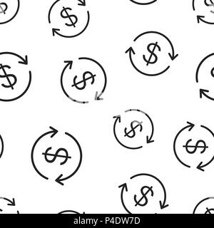 Geld Dollar mit Pfeilsymbol nahtlose Muster Hintergrund. Geschäftskonzept Vector Illustration. Wechselkurs Geld finanzielle Strategie symbol Muster. Stock Vektor