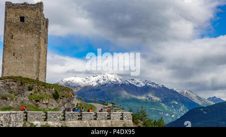 Turm von Fraele, touristische Attraktion im Valtellina Stockfoto